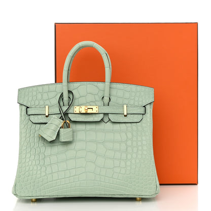 Hermes Matte Alligator Birkin 25 Vert D'eau 13 of 13