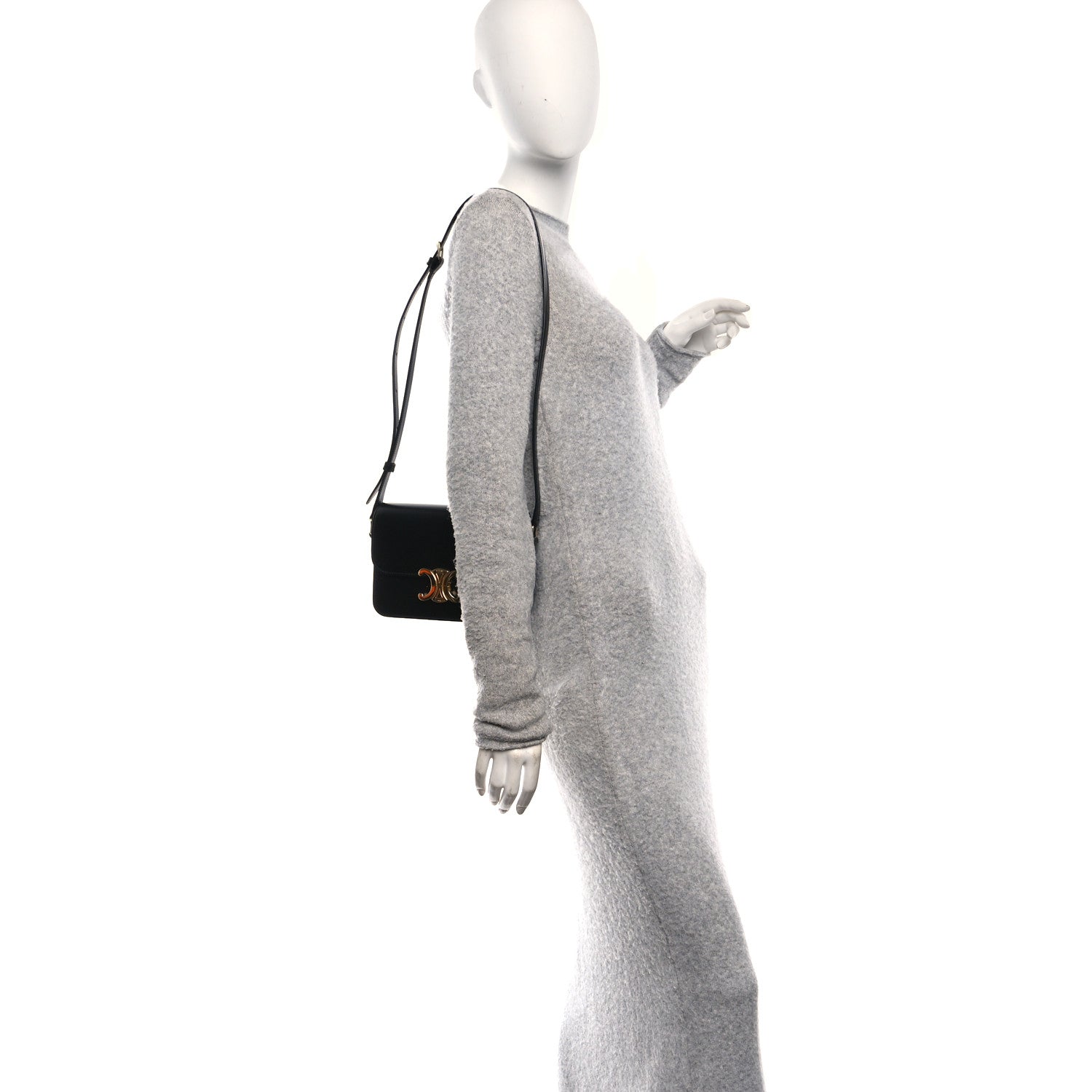 Celine Shiny Calfskin Teen Triomphe Black 2 of 12