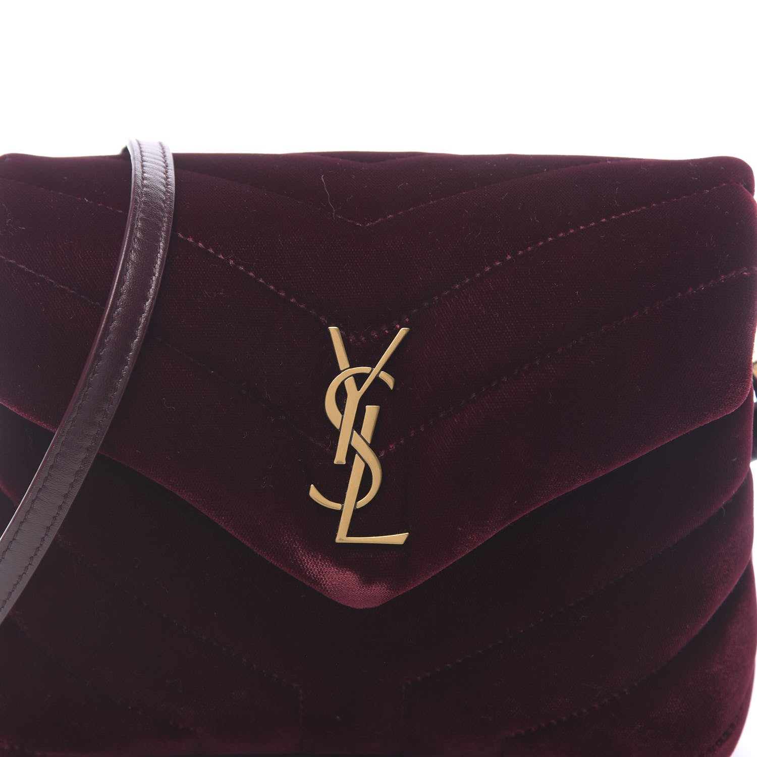 Saint Laurent Velvet Y Quilted Monogram Toy Loulou Crossbody Bag French Burgundy 9 of 10