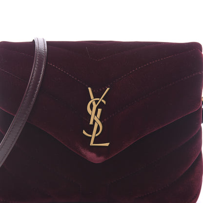 Saint Laurent Velvet Y Quilted Monogram Toy Loulou Crossbody Bag French Burgundy 9 of 10