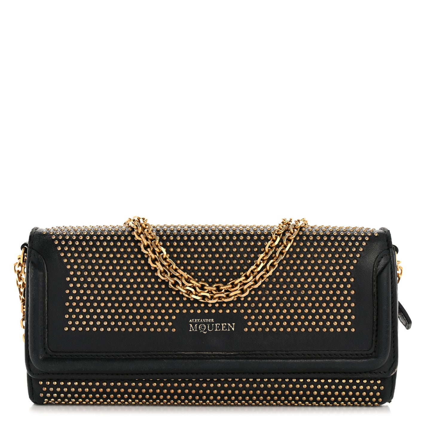 Calfskin Studded Wallet on Chain Black