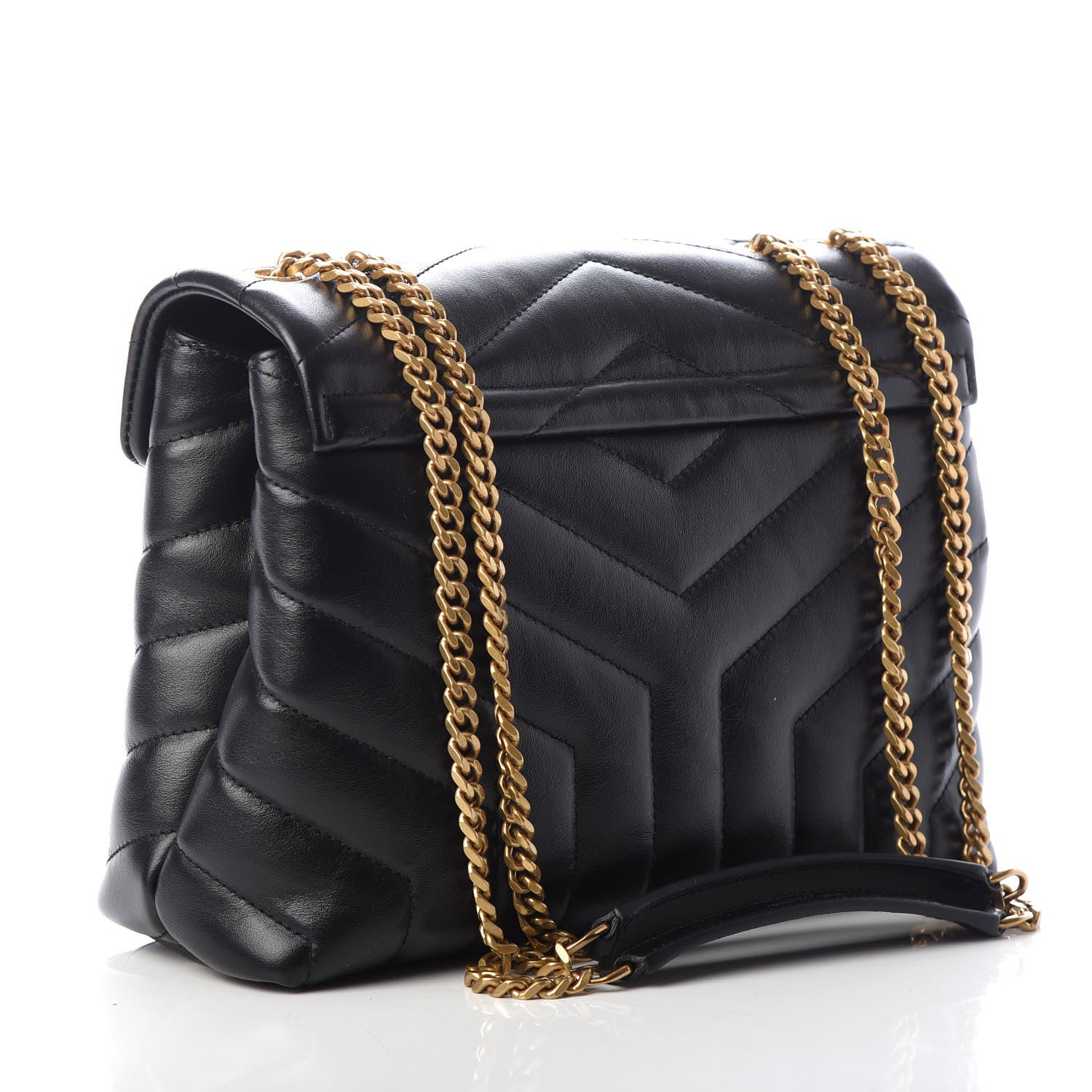 Saint Laurent Calfskin Y Quilted Monogram Small Loulou Chain Satchel Black 3 of 9