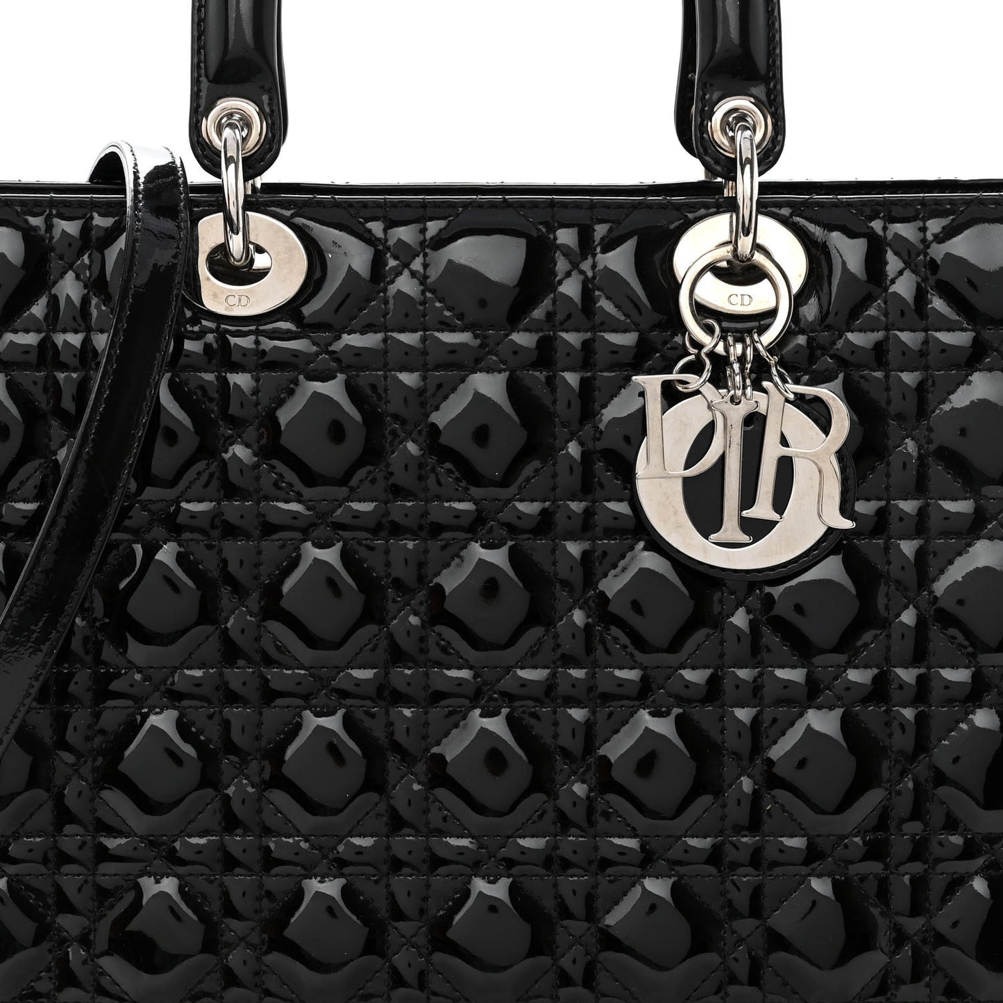 Patent Cannage Large Lady Dior Black
