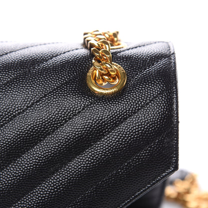 Saint Laurent Grain De Poudre Matelasse Chevron Medium Monogram Satchel Black 10 of 10