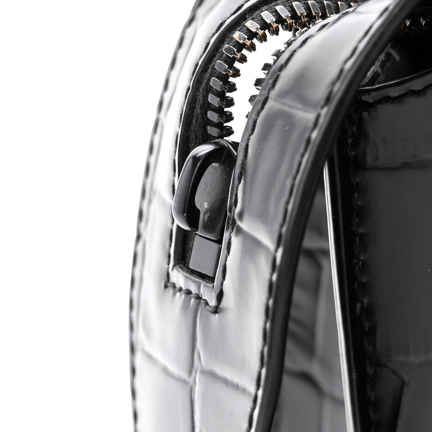 Semi Shiny Calfskin Crocodile Embossed Neo Classic Black Hardware Mini City Black