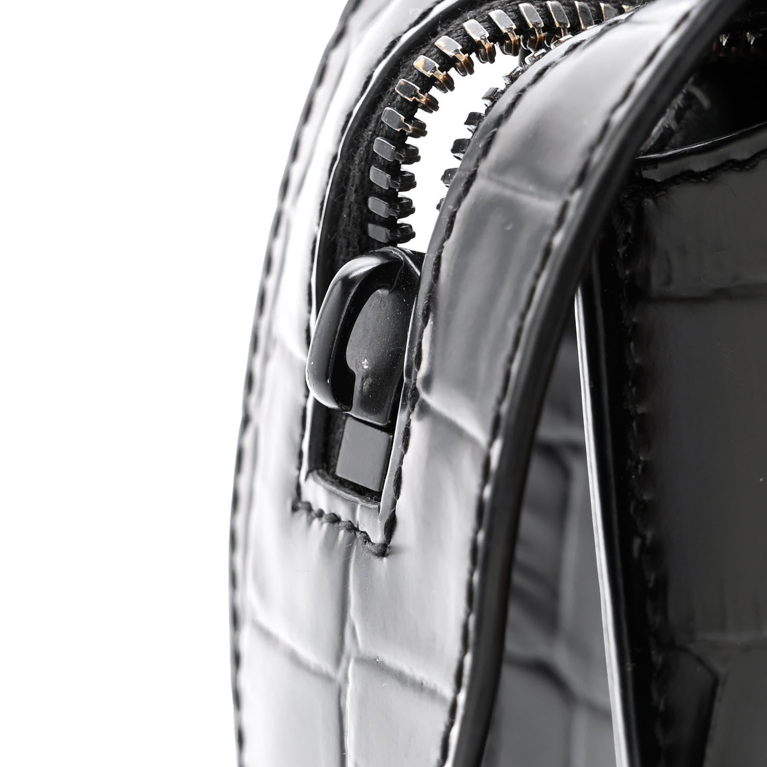 Balenciaga Semi Shiny Calfskin Crocodile Embossed Neo Classic Black Hardware Mini City Black 11 of 14