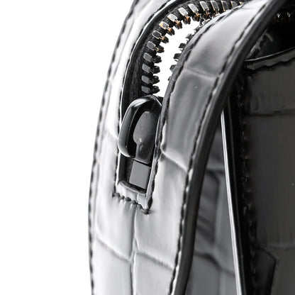 Balenciaga Semi Shiny Calfskin Crocodile Embossed Neo Classic Black Hardware Mini City Black 11 of 14