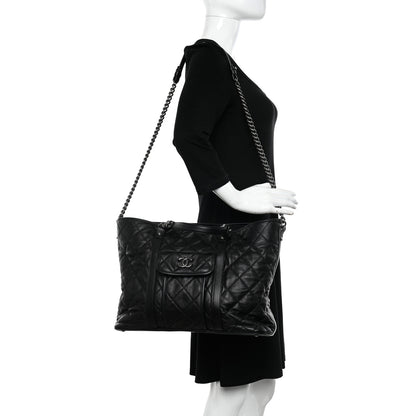 Chanel Calfskin Quilted Casual Riviera Tote Black 2 of 11