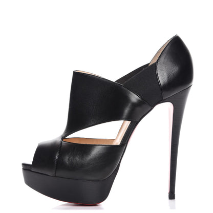 Christian Louboutin Calfskin Pitou 150 Peep Toe Platform Booties 39.5 Black 1 of 9