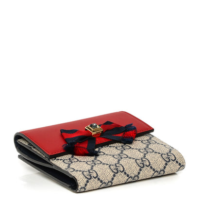 Gucci GG Supreme Monogram Grosgrain French Flap Wallet Red Blue 4 of 6