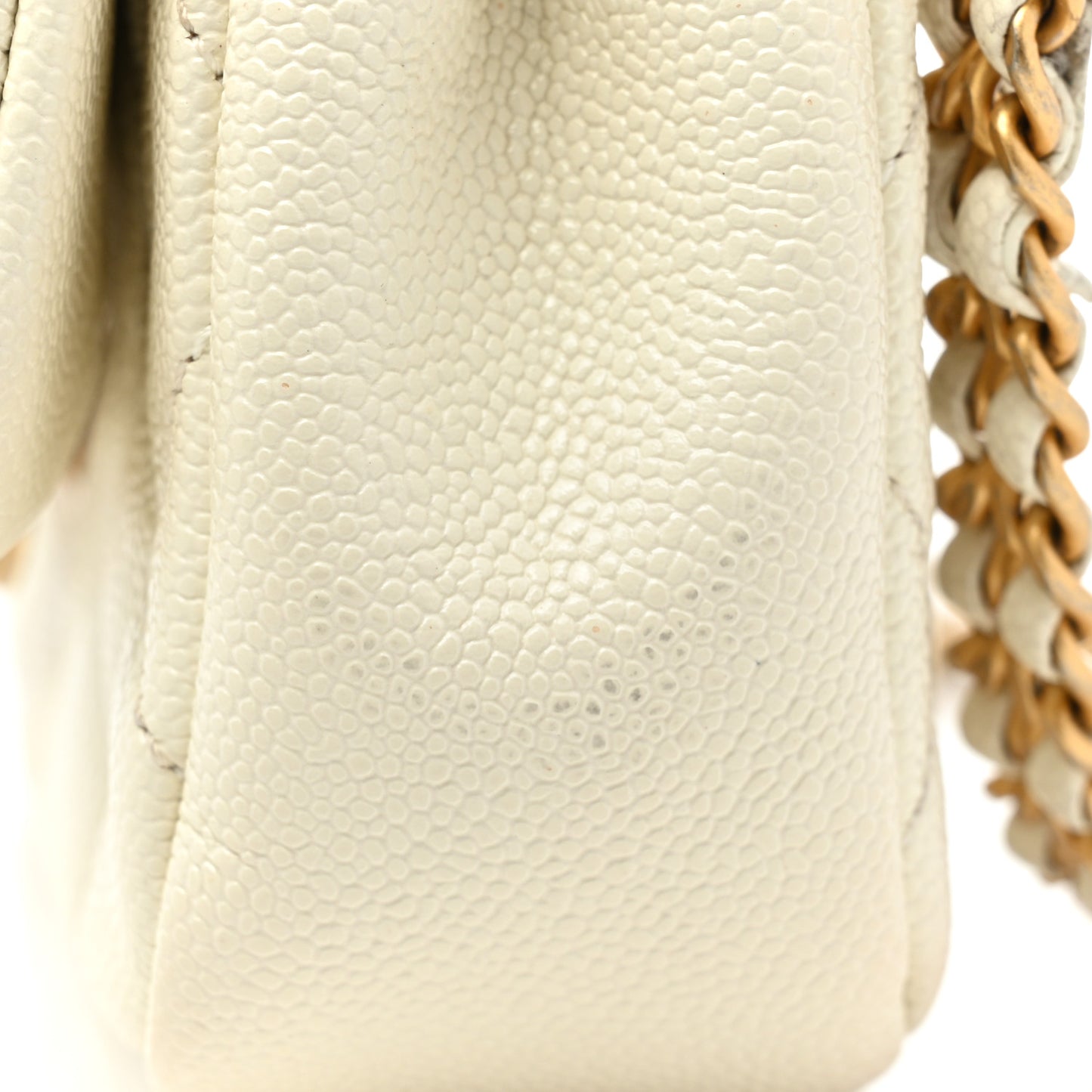 Caviar Quilted Chain Melody Waist Belt Bag White