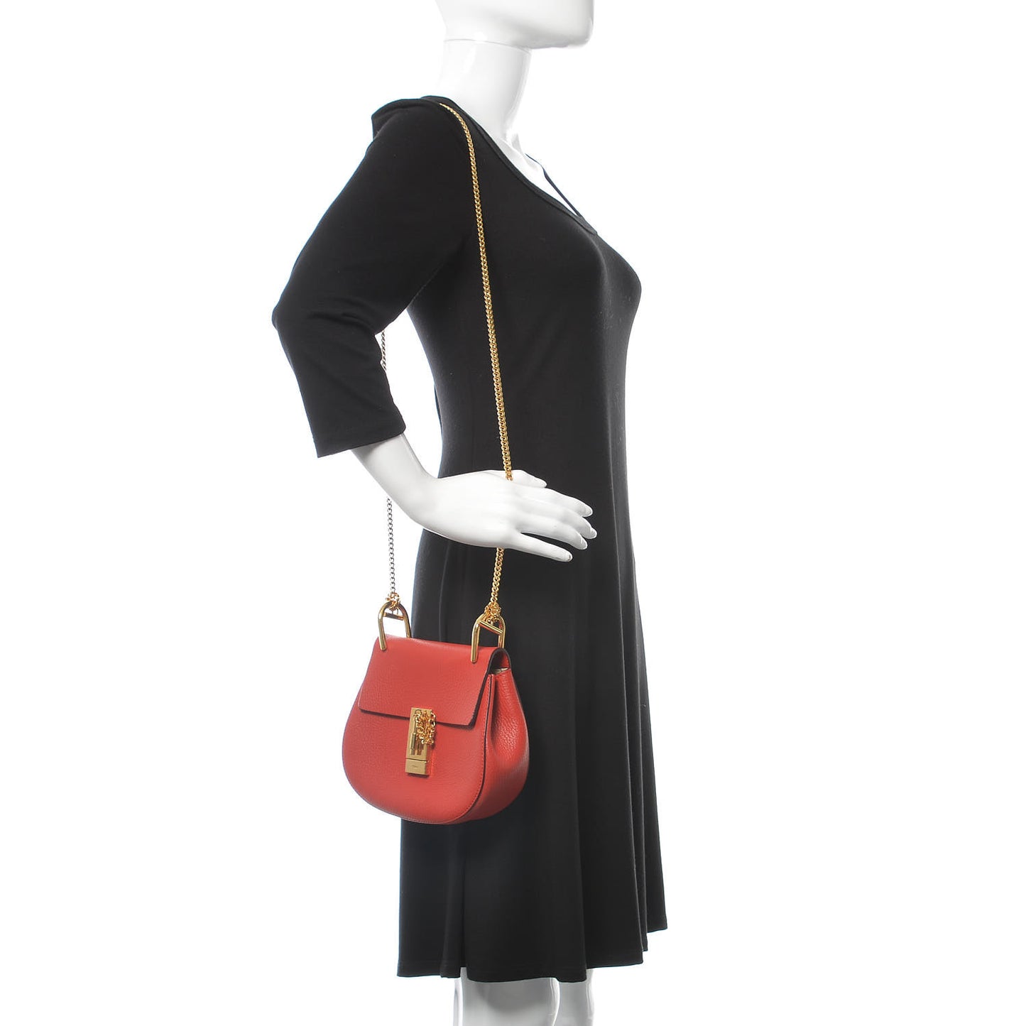 Grained Lambskin Mini Drew Shoulder Bag Plaid Red