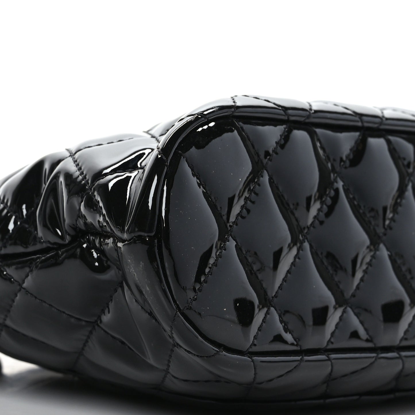 Patent Quilted Shiny Coco Small Shopping Bag Black