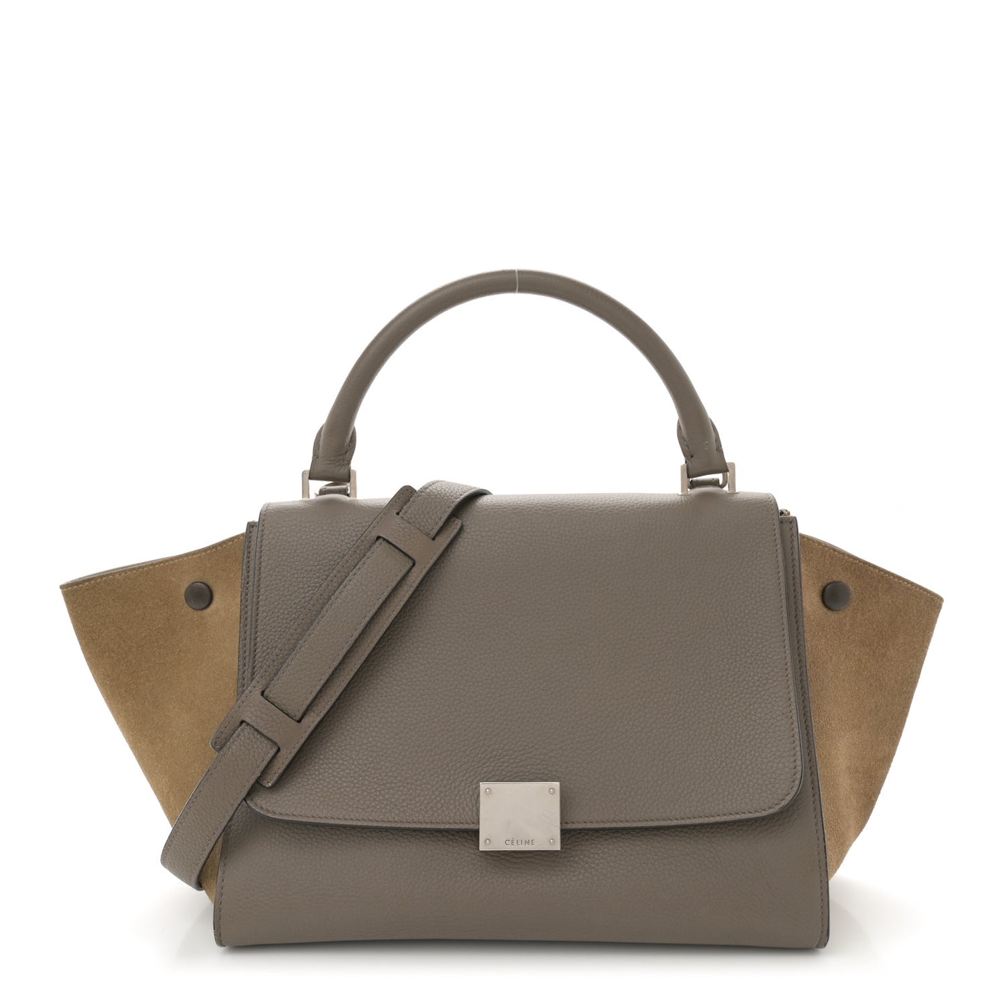Drummed Calfskin Suede Small Trapeze Souris