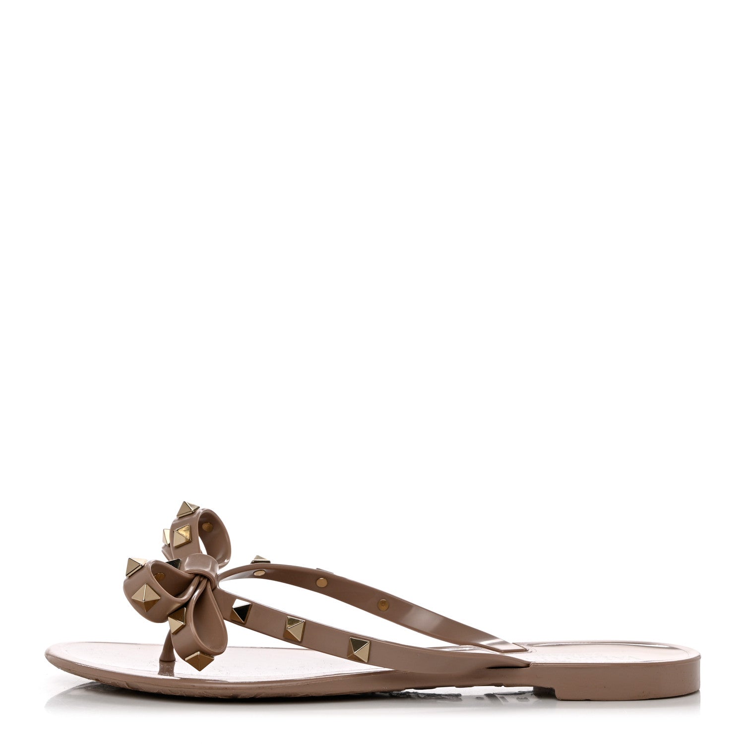 Valentino Garavani PVC Jelly Rockstud Bow Thong Sandals 38 Poudre 1 of 7