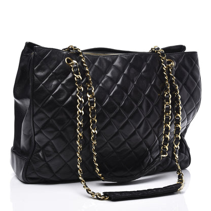 Chanel Lambskin Quilted Shopping Tote Black 2 of 9