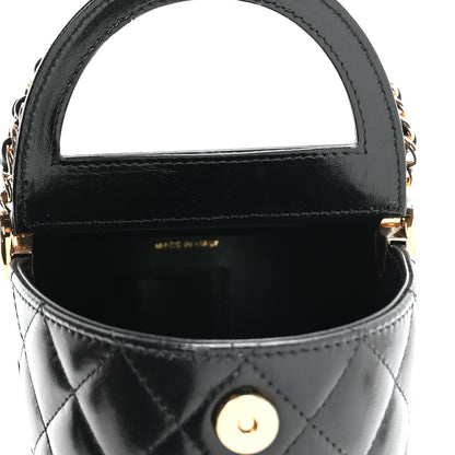 Chanel Calfskin Quilted Mini Basket Top Handle Vanity Case Black 7 of 11