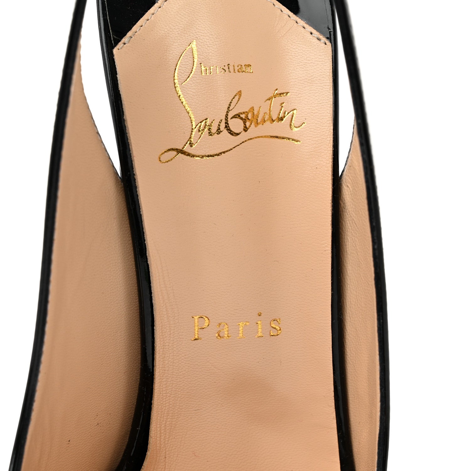 Christian Louboutin Patent Lady Peep Sling 150 Pumps 39 Black 7 of 9