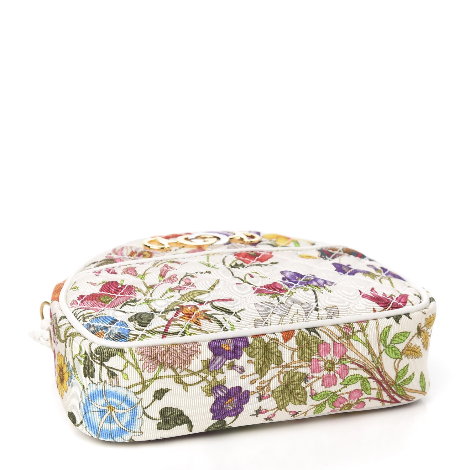 Gucci Canvas Flora Floral Trapuntata Mini Zumi Dome Shoulder Bag White 3 of 9