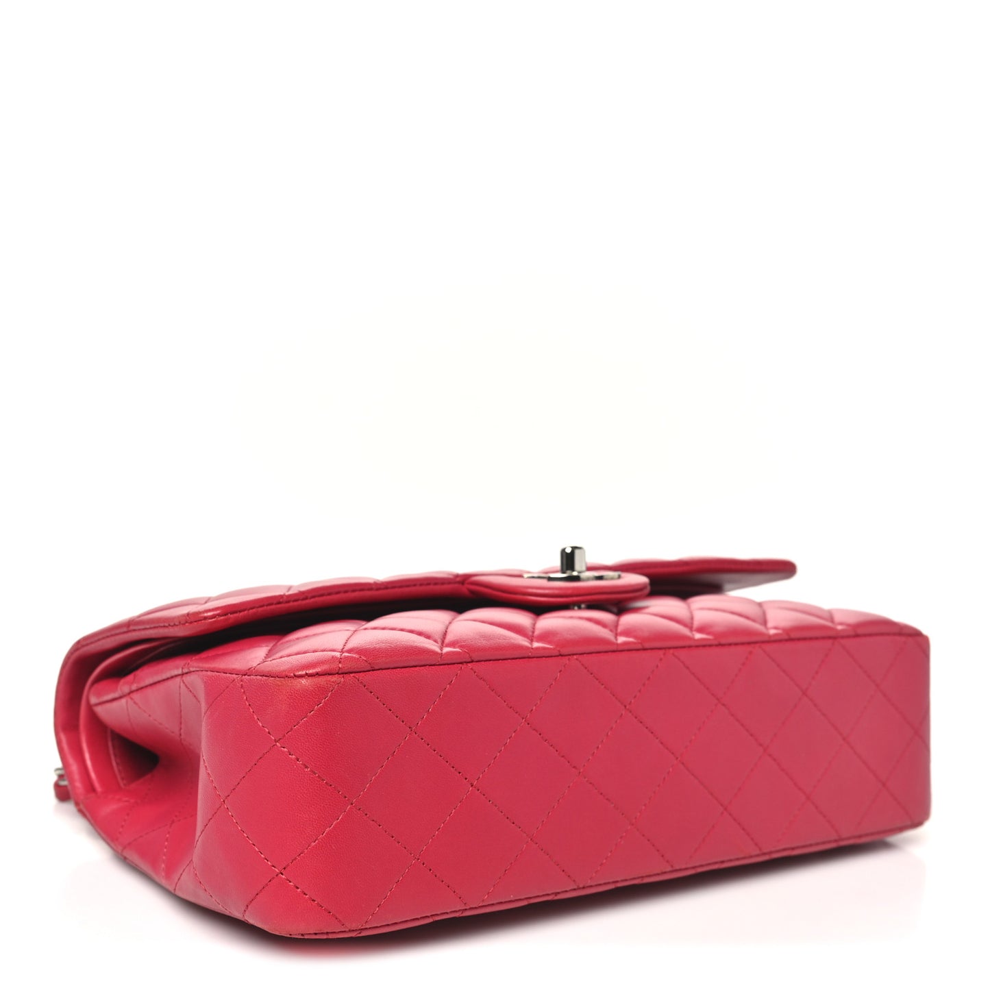 Lambskin Quilted Medium Double Flap Dark Pink