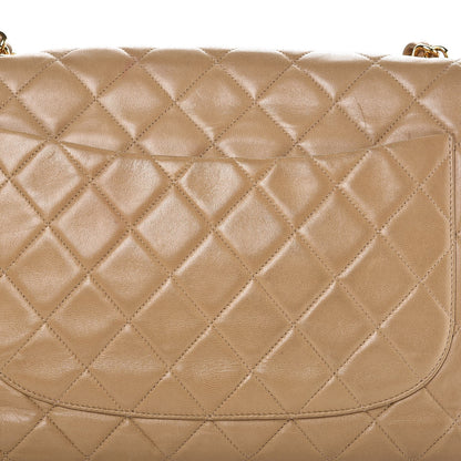 Chanel Lambskin Quilted Jumbo Single Flap Dark Beige 14 of 15