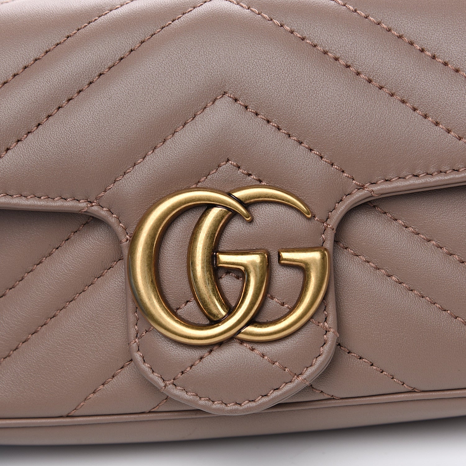 Gucci Calfskin Matelasse Super Mini GG Marmont Shoulder Bag Porcelain Rose 9 of 9