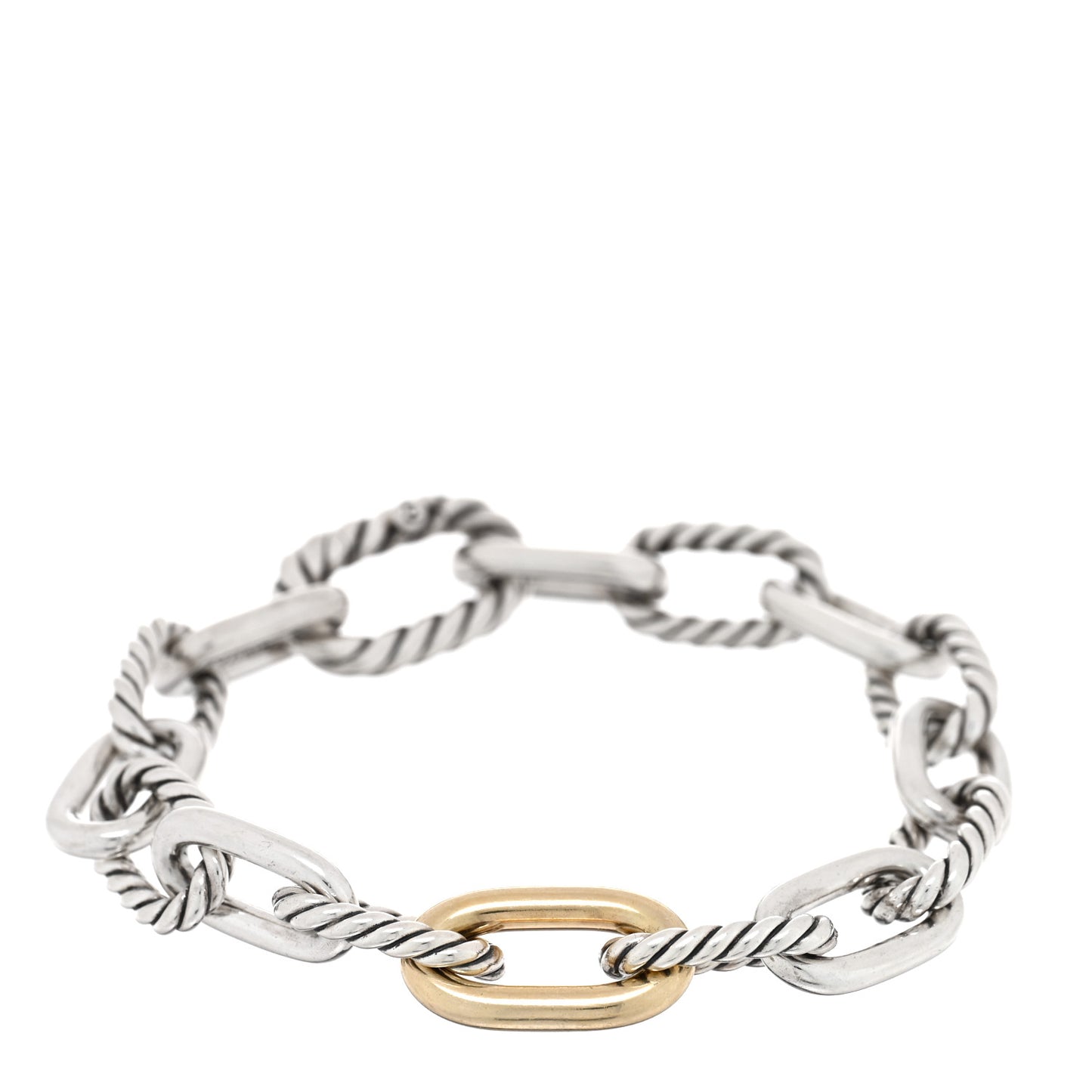 Sterling Silver 18K Yellow Gold 11mm DY Madison Link Chain Bracelet