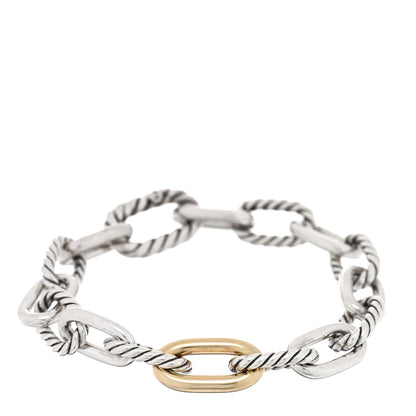 David Yurman Sterling Silver 18K Yellow Gold 11mm DY Madison Link Chain Bracelet 1 of 3