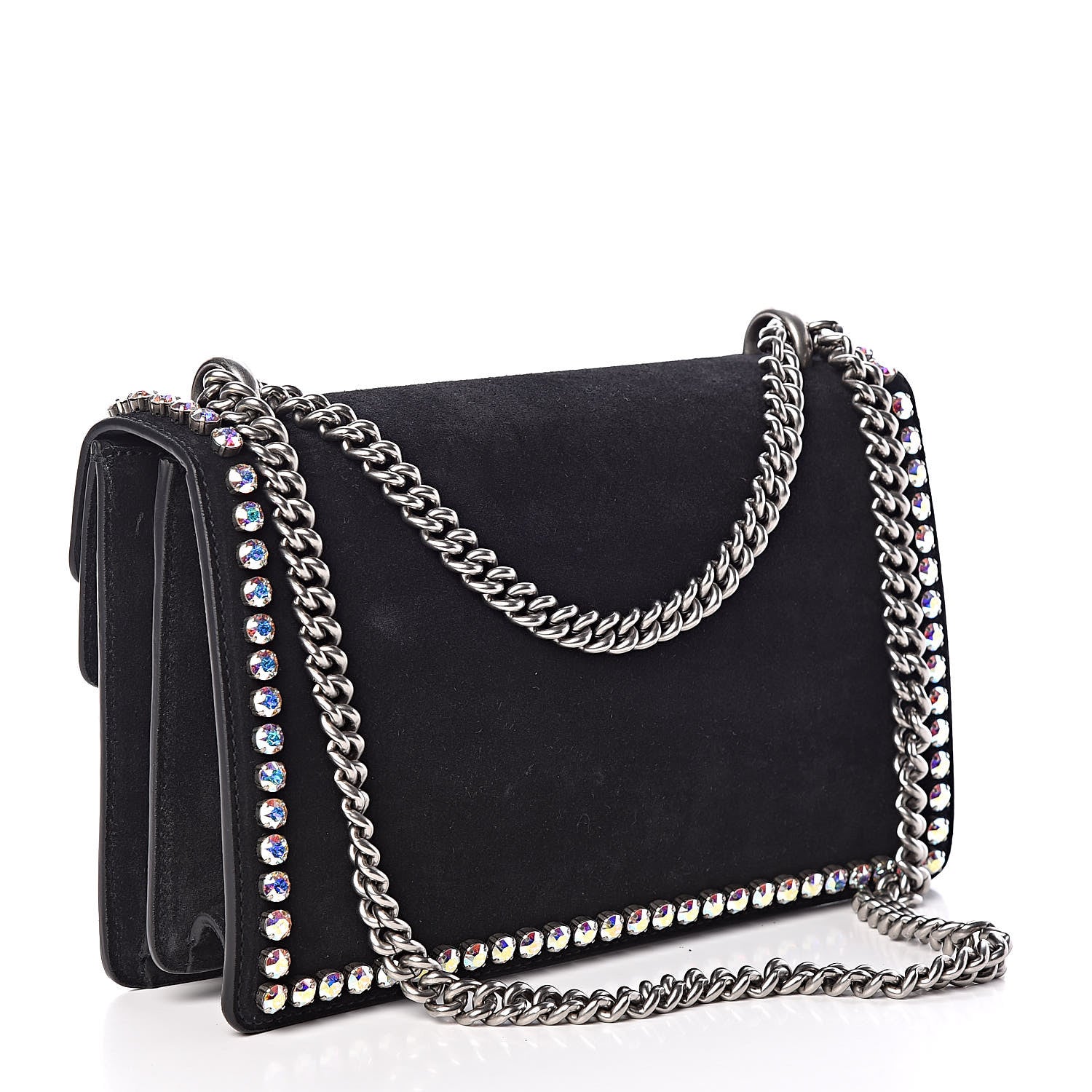 Gucci Suede Crystal Small Dionysus Shoulder Bag Black 3 of 9
