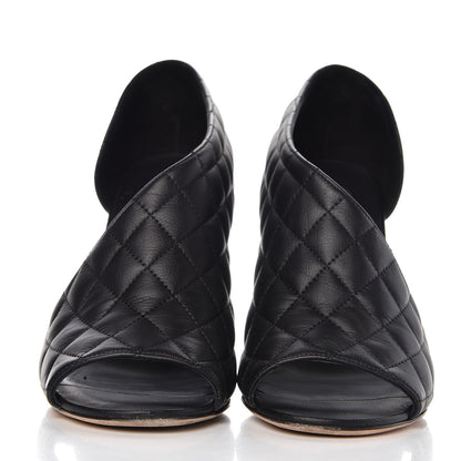 Chanel Calfskin Quilted Peep Toe Pumps 39.5 Black 2 of 9