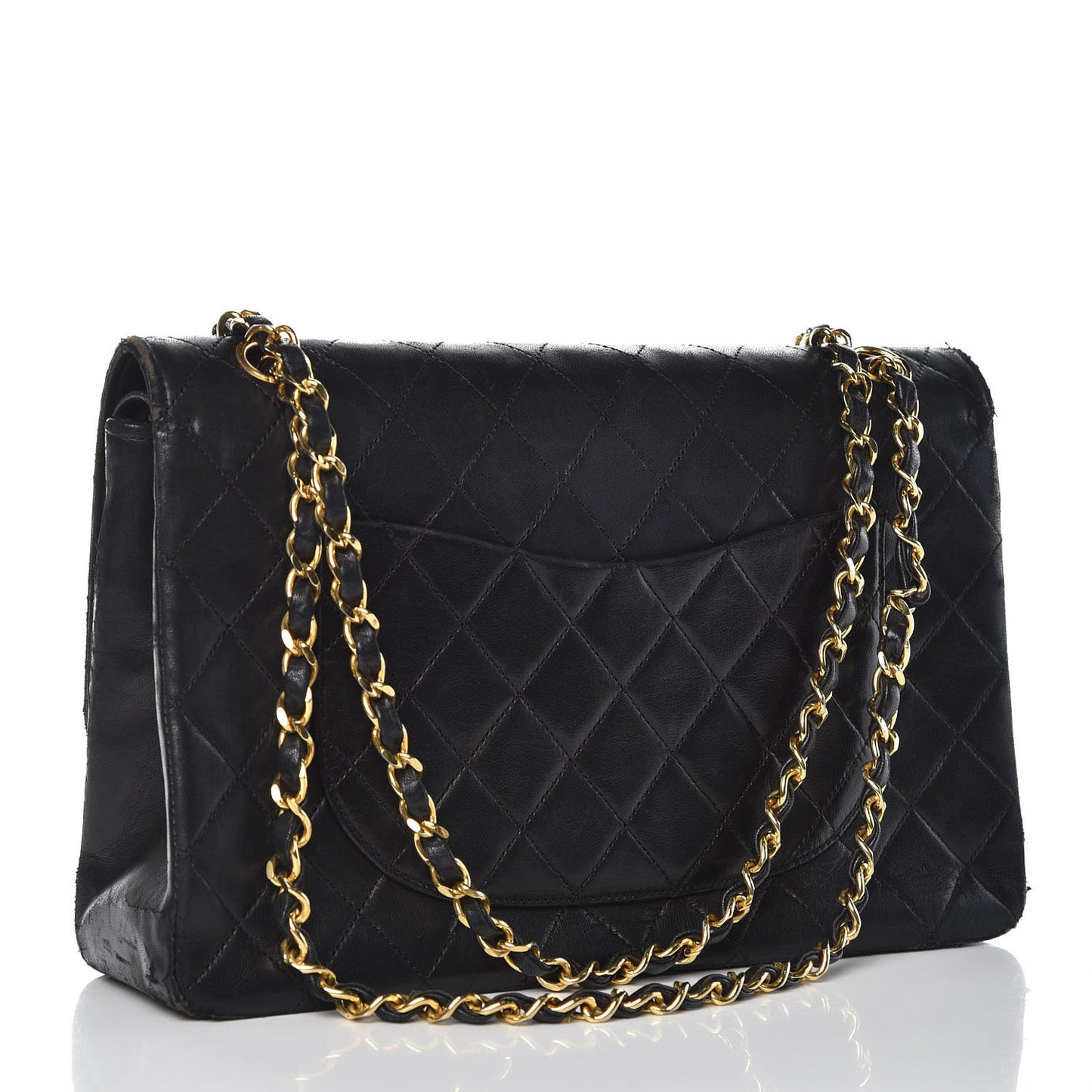 Lambskin Quilted Medium Double Flap Black
