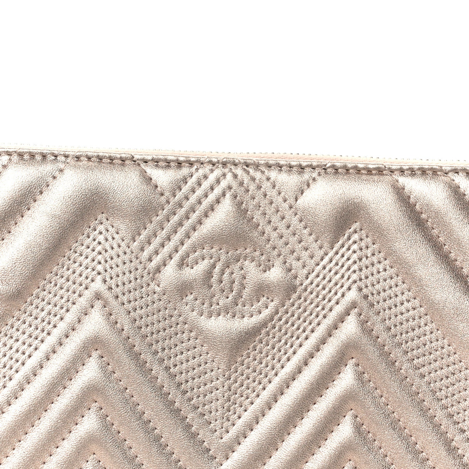 Chanel Metallic Lambskin Chevron Quilted Medium Cosmetic Case Light Pink 8 of 8