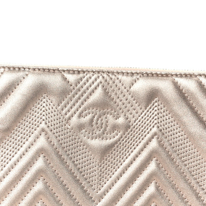 Chanel Metallic Lambskin Chevron Quilted Medium Cosmetic Case Light Pink 8 of 8