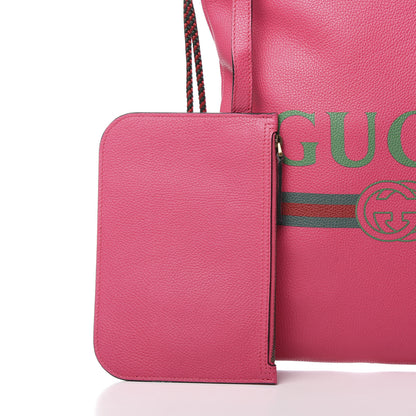 Gucci Grained Calfskin Logo Drawstring Backpack Box Pink Green Black 10 of 12