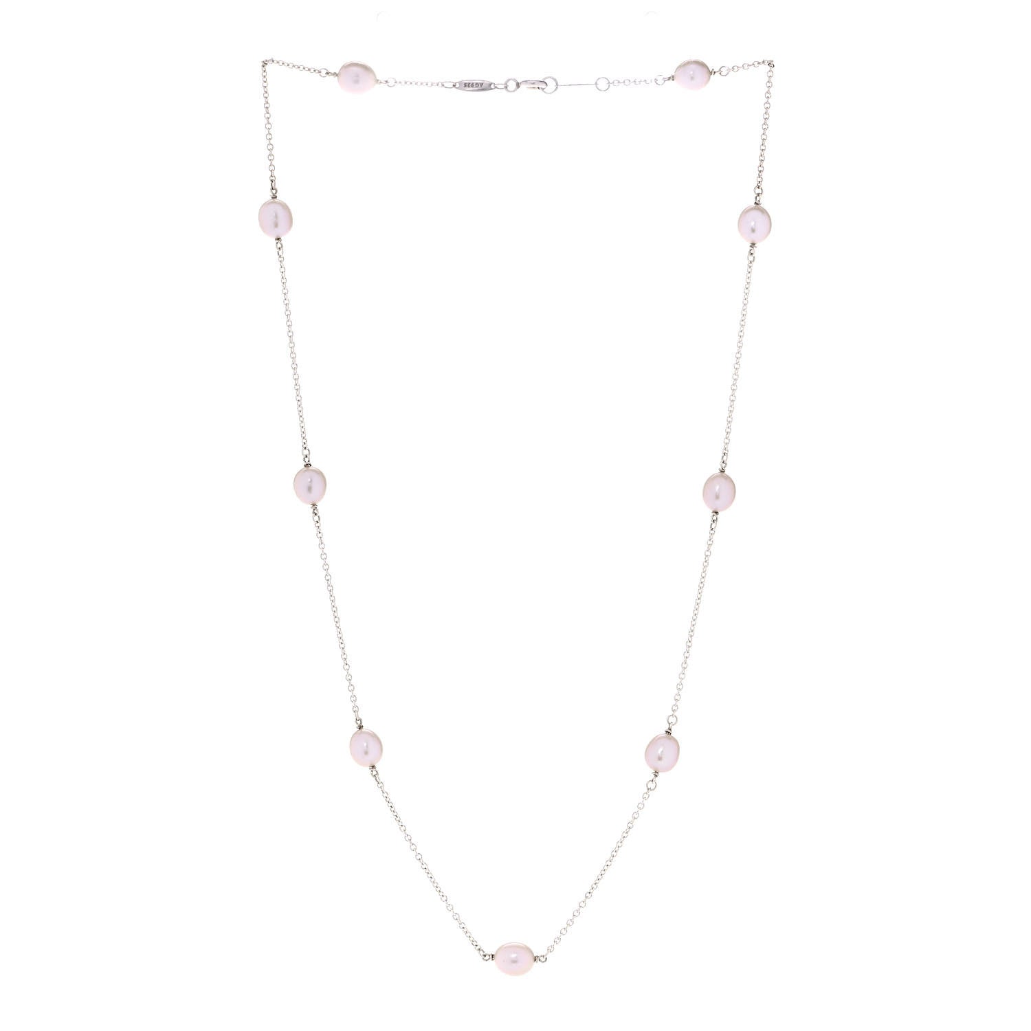 Tiffany Sterling Silver Pink Pearl 6-6.5mm Elsa Peretti Pearls By The Yard Necklace 2 of 7