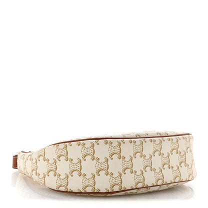Celine Canvas Calfskin Ava Triomphe Shoulder Bag White 4 of 15