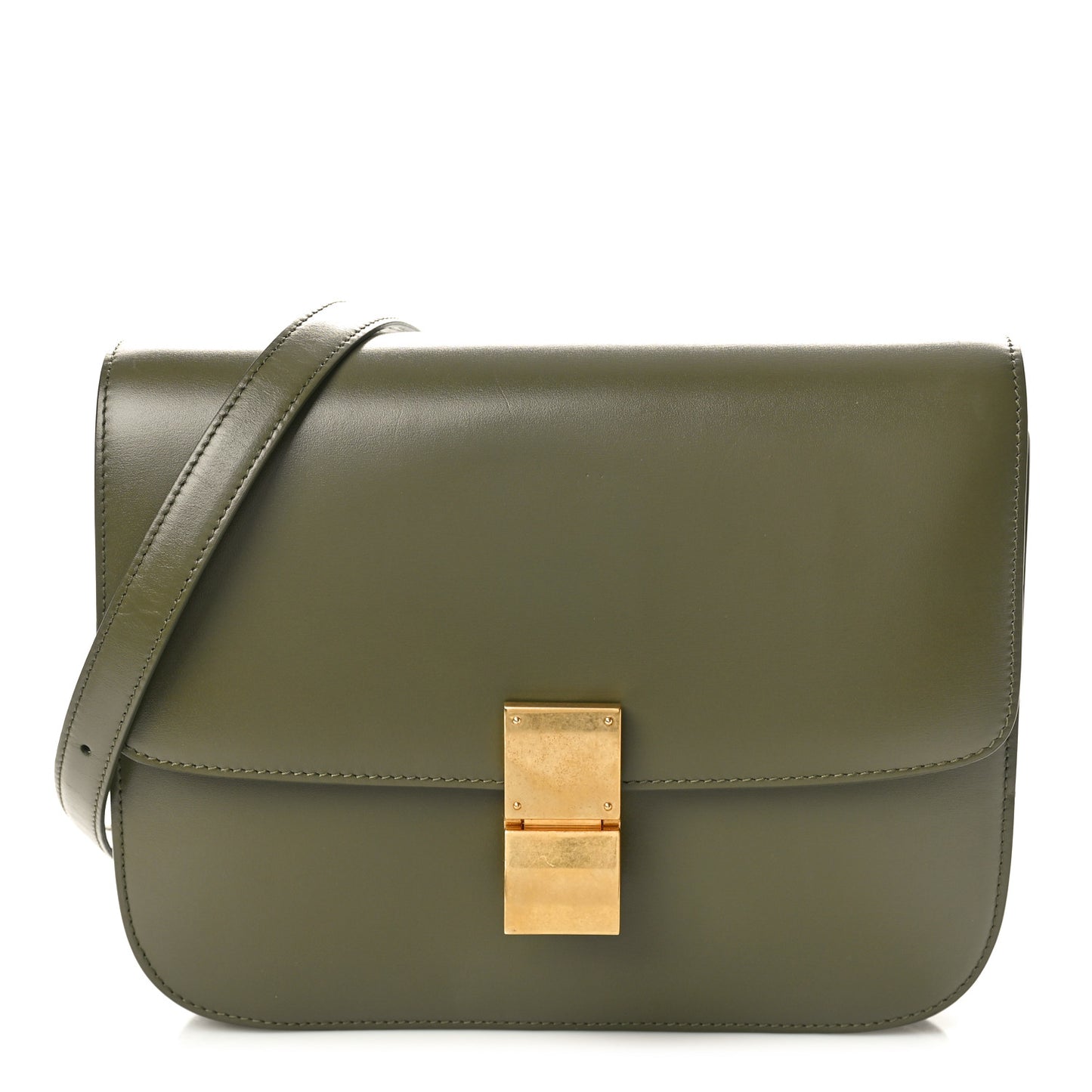 Box Calfskin Classic Box Medium Flap Bag Army Green
