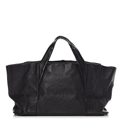 Chanel Calfskin Chevron CC All Day Long Tote Black 1 of 13