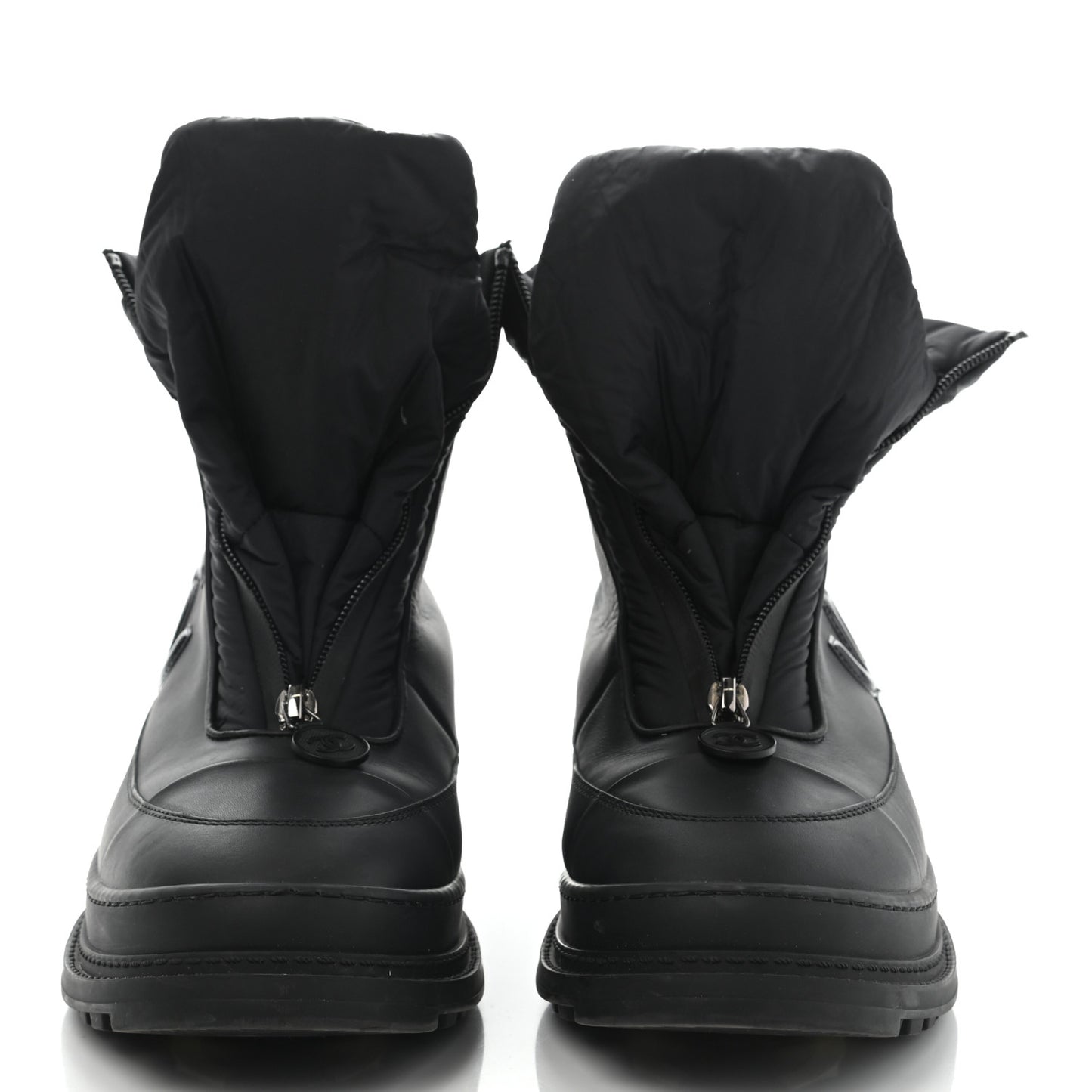 Calfskin Nylon CC Ankle Snow Boots 40.5 Black