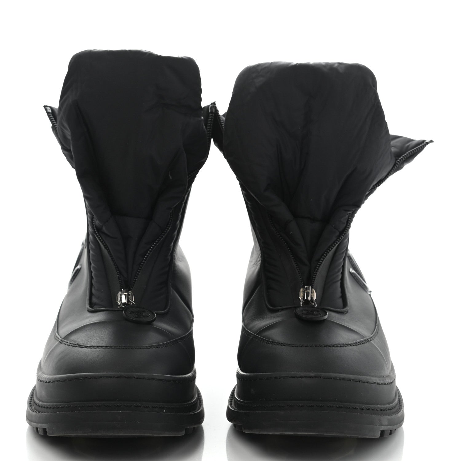 Chanel Calfskin Nylon CC Ankle Snow Boots 40.5 Black 3 of 15