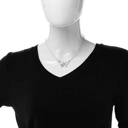 Tiffany Sterling Silver Diamond Butterfly Pendant Necklace 2 of 5