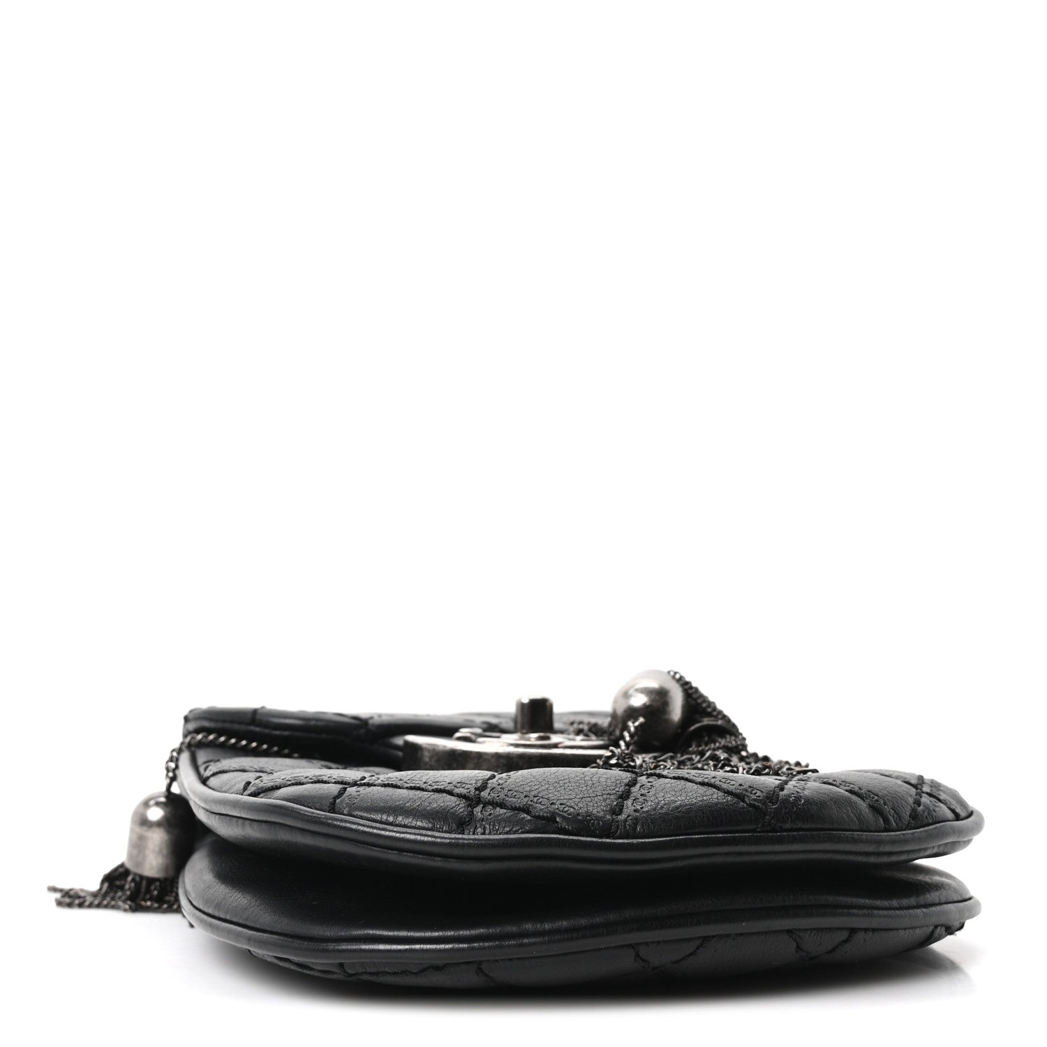 Chanel Calfskin Quilted Coco Sporran Small Tassel Flap Black 4 of 10