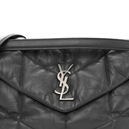 Saint Laurent Calfskin Quilted Medium Loulou Puffer Monogram Chain Satchel Storm 8 of 12