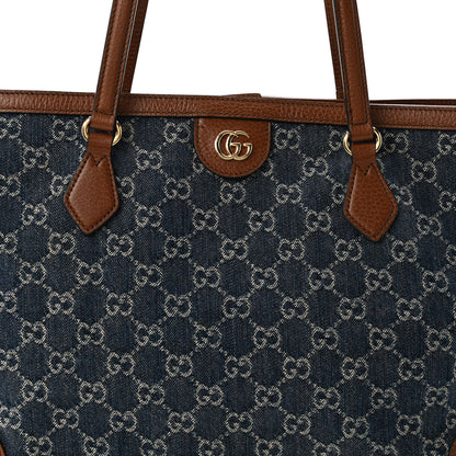 Gucci New Denim GG Monogram Medium Ophidia Shopping Tote Blue Tea Cuir 8 of 11