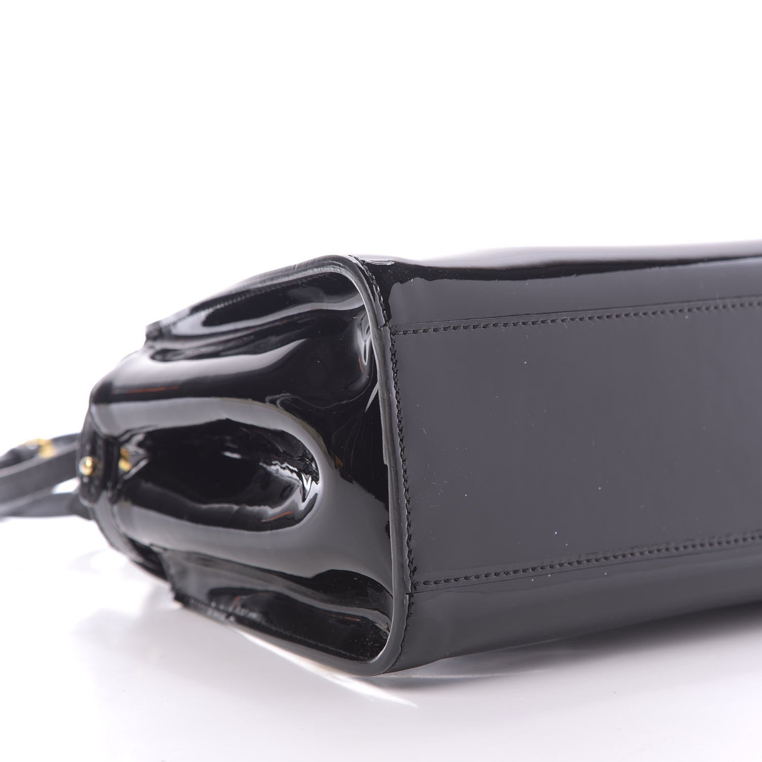 Fendi Vitello Vernice Mou Mini Peekaboo Iconic Satchel Black 6 of 10