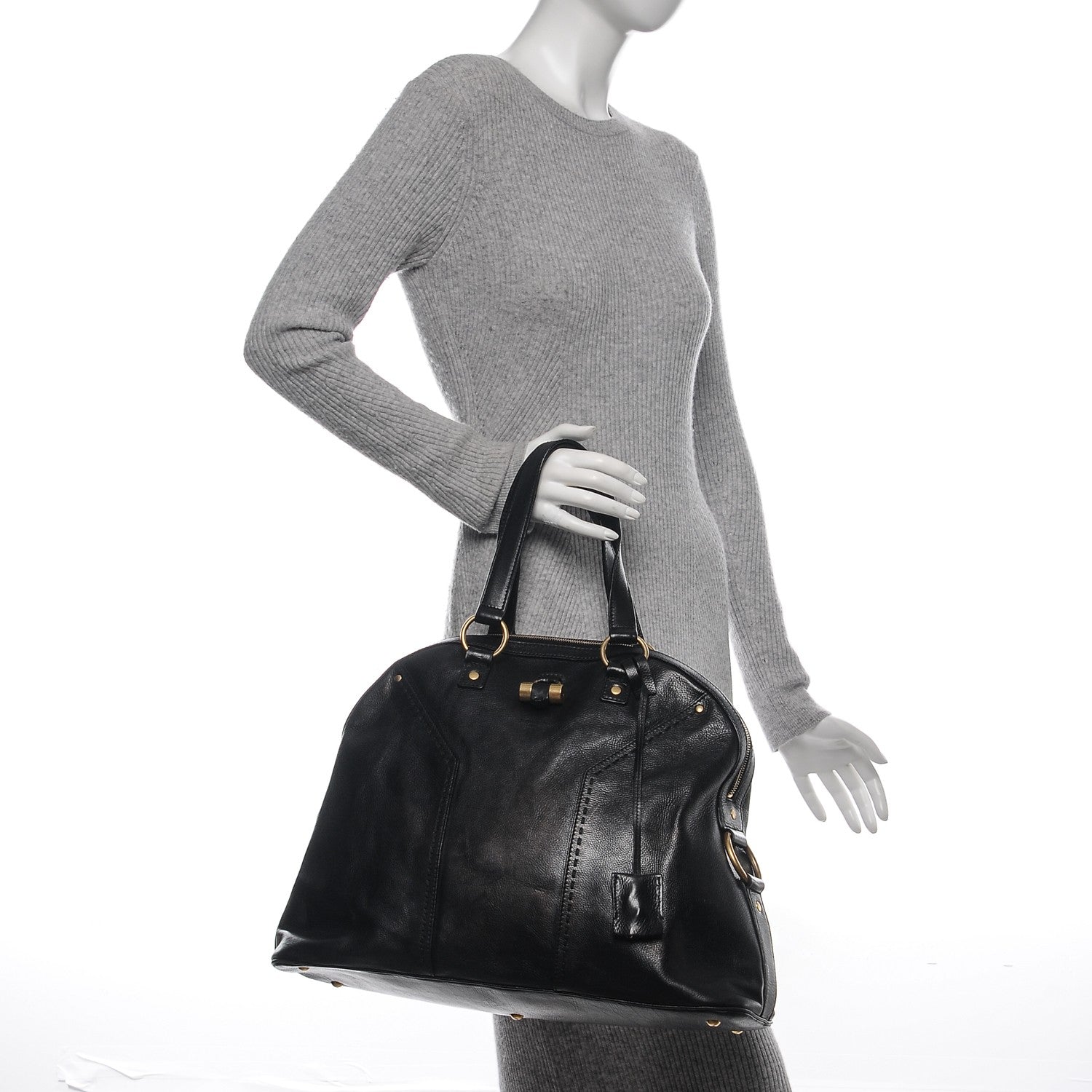 Saint Laurent Calfskin Oversized Muse Black 2 of 7