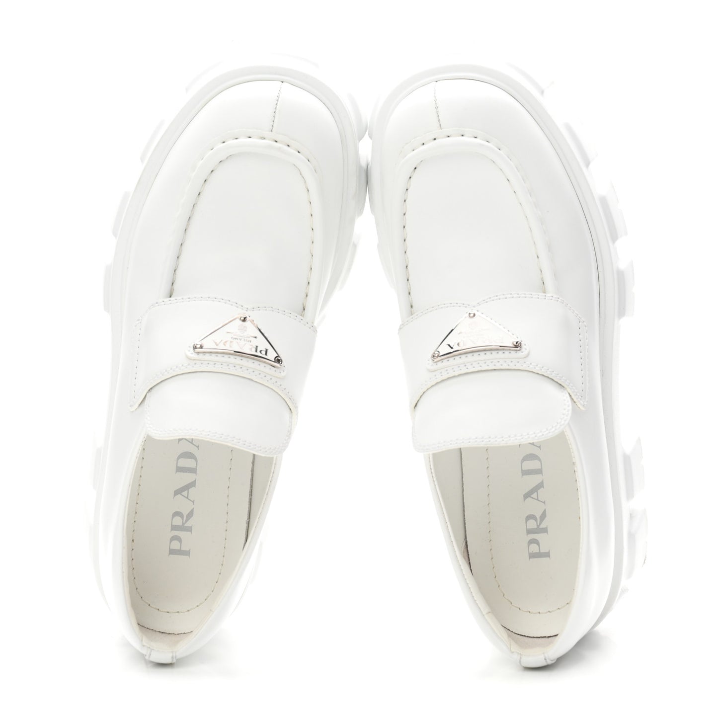 Spazzolato Rois Metal Triangle Logo Monolith 55mm Loafers 36.5 White