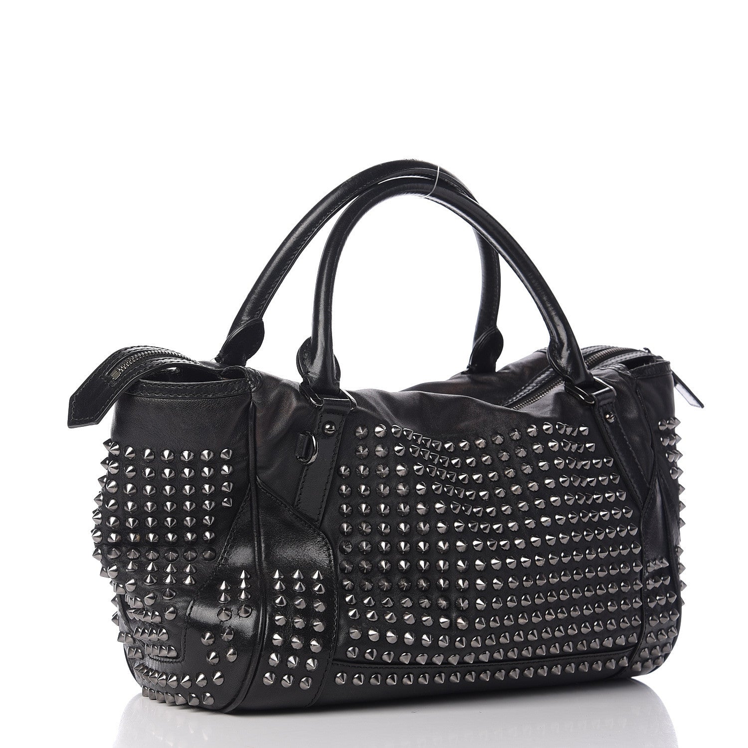 Burberry Prorsum Calfskin Studded Shoulder Bag Black 2 of 13