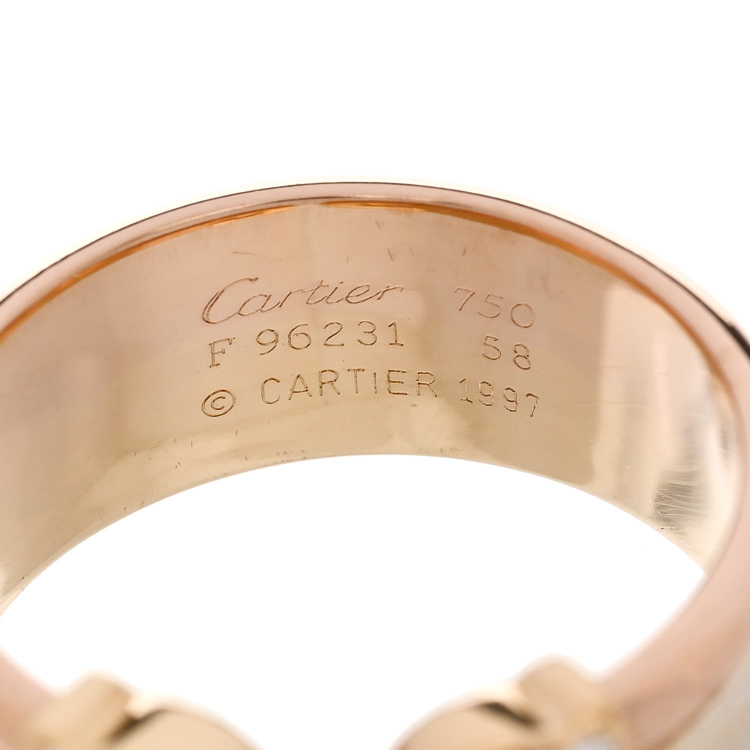 Cartier 18K Pink Yellow White Gold Diamond 11mm C De Cartier Ring 58 8.5 4 of 4
