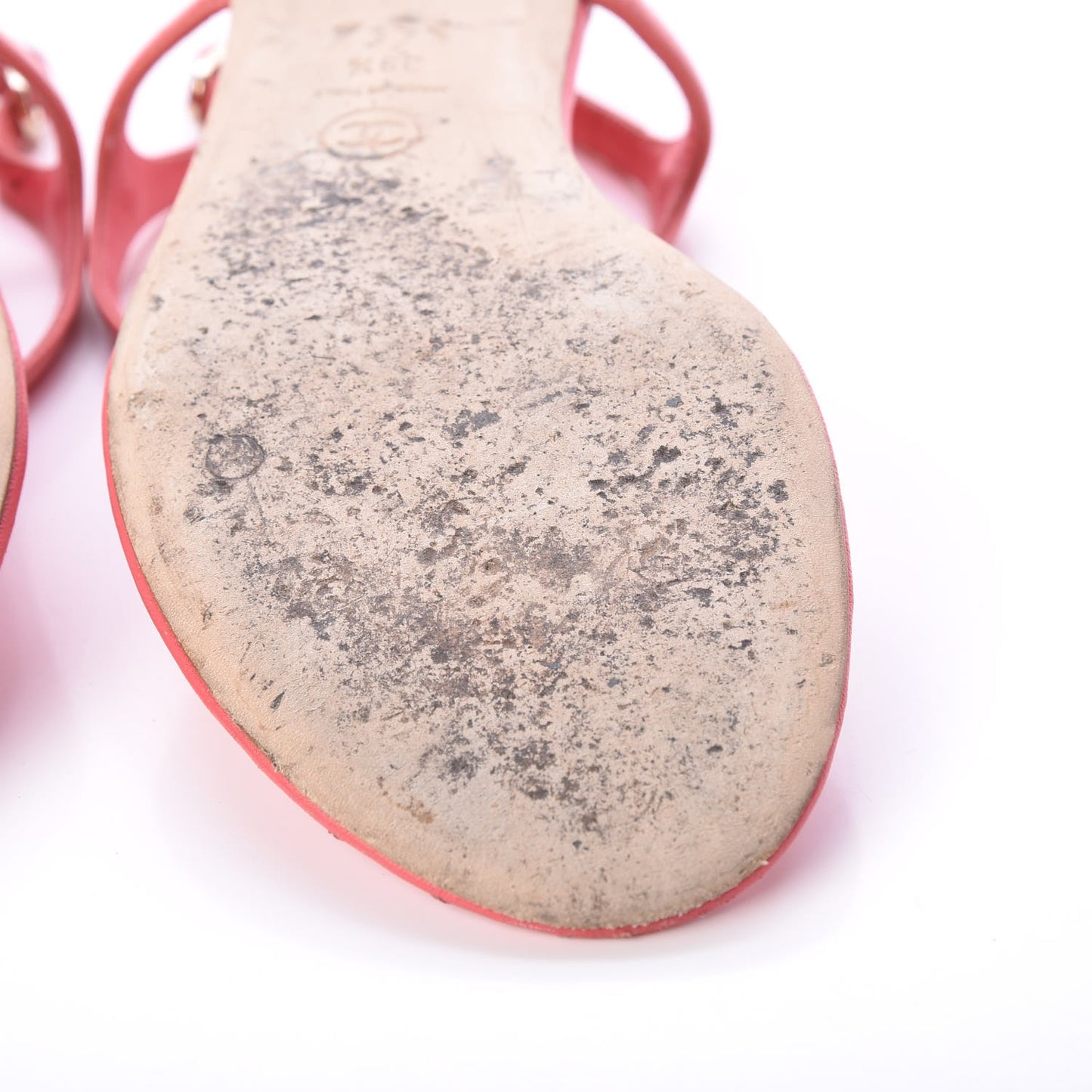 Lambskin Chain CC Thong Sandals 39.5 Pink
